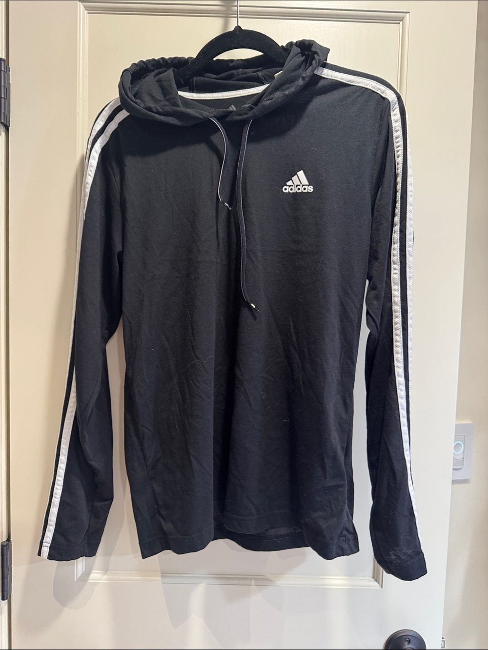 adidas Black Hooded Long-Sleeve Shirt cotton aeroready men’s s